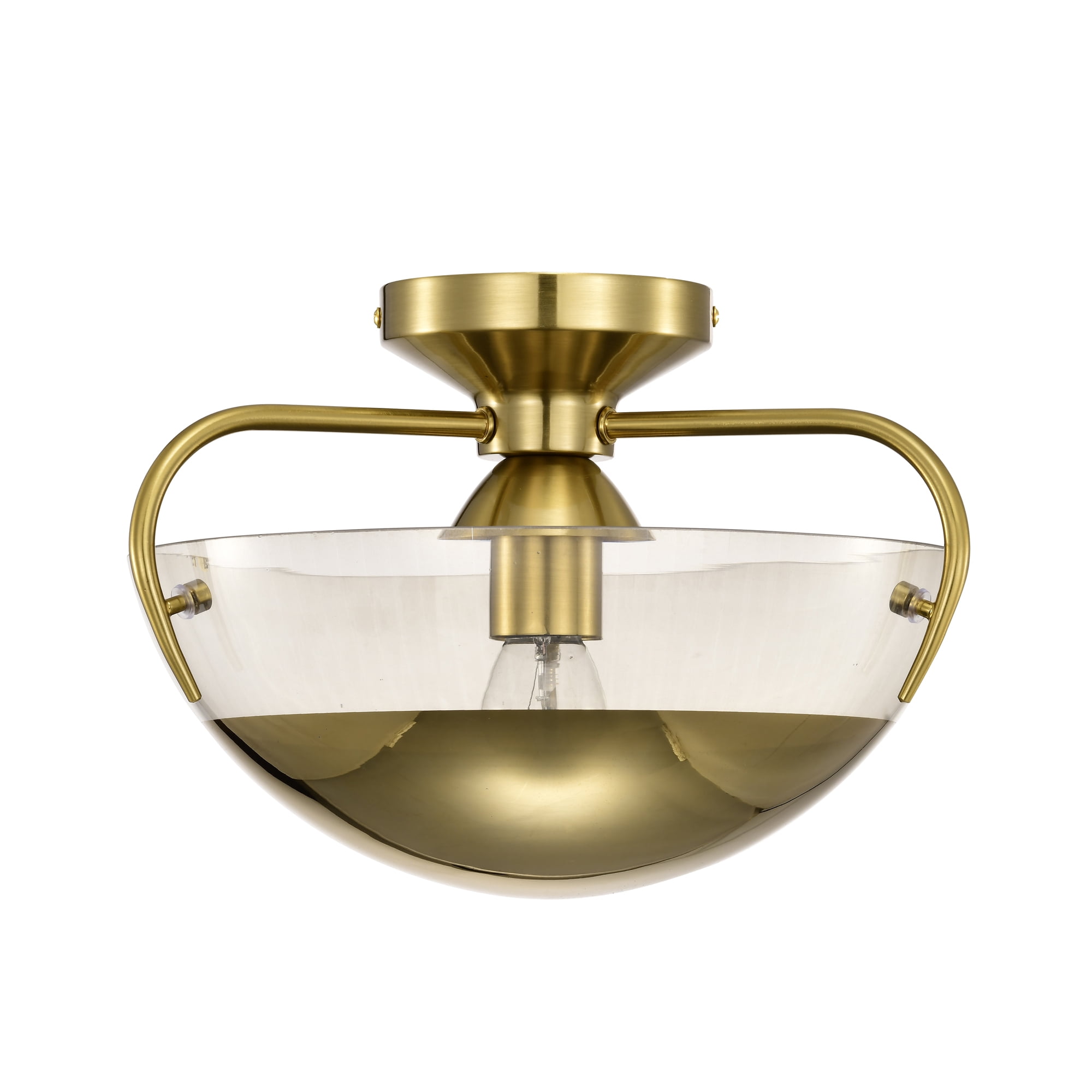 Vexa 13 in. 1-Light Indoor Brass Finish Semi-Flush Mount Ceiling Light