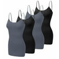 thumbnail image 2 of SAYFUT 4 Pack Mixed Colors, Women Long Camisole Tank Tops Blend Fit Basic Cami Top W/ Straps, 2 of 7