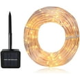 thumbnail image 3 of 12M 100 LED manguera de luz solar, impermeable IP65 luces de hadas solares en el exterior, luces navideñas en el exterior para fiestas y navidad (blanco) Adepaton MZQ-0832-1, 3 of 8