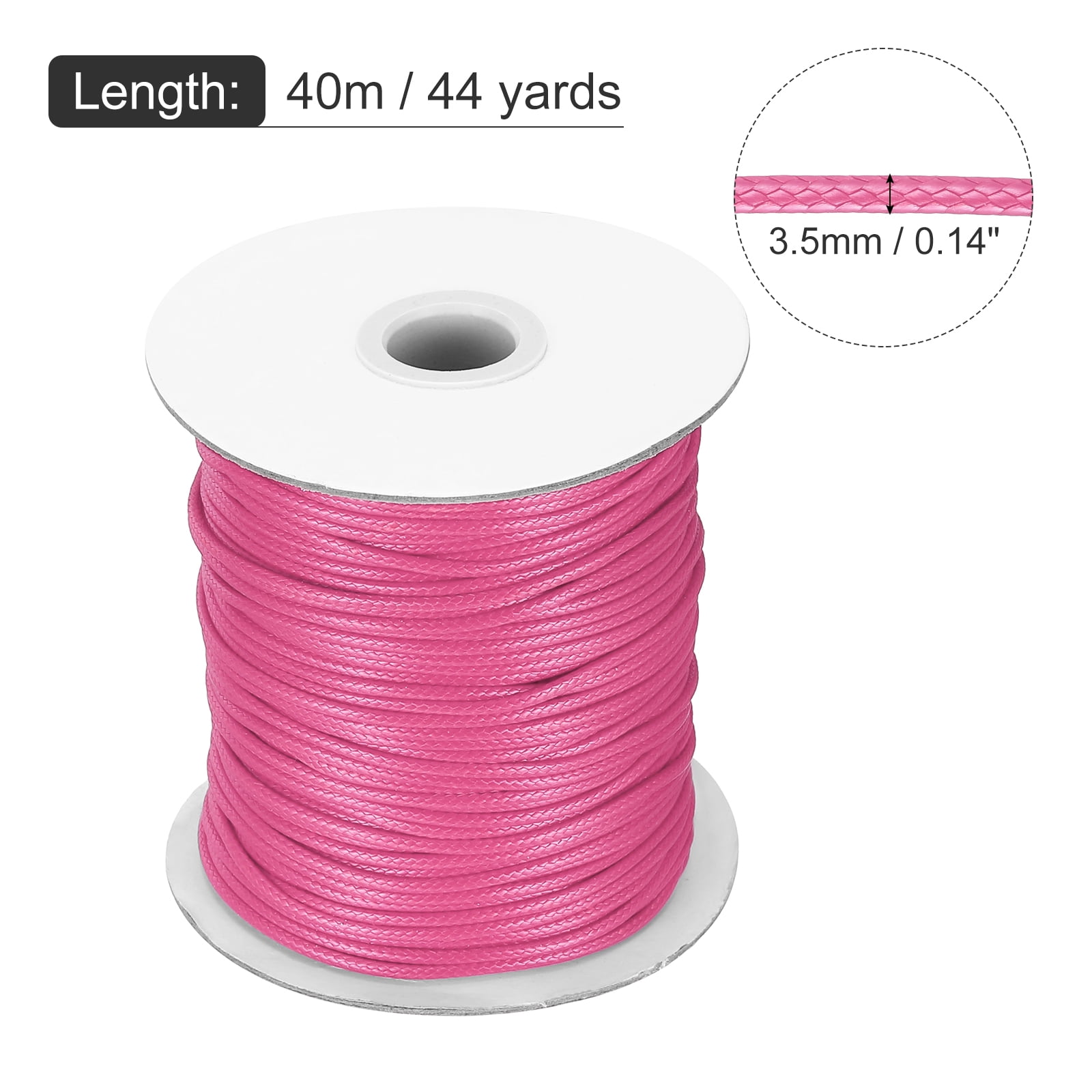 Waxed Cord 3.5mm Waxed Thread 44 Yard Wax String Leather Cord for Bracelet Making, Necklaces, Beading, Jewelry Making and DIY Crafts(Light Rose Red)