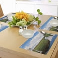 thumbnail image 4 of Ambesonne Nature Place Mats Set of 4, Calm River Meadow Trees, Standard Size, Green Blue White, 4 of 6