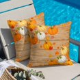 thumbnail image 2 of Throw Pillow Covers, Orange Thanksgiving Decorative Throw Pillow Covers 18x18 Inch, Fall Maple Leaves Berries Brown Wooden Square Linen Pillow Cases for Couch/Living Room/Sofa, 2 of 9