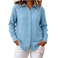 thumbnail image 3 of ThriftyPlait Button Up Shirt For Women Casual Cotton Textured Long Sleeve Tunic Tops Trendy Loose Fit Comfy Vacation Daily Wear Tops, 3 of 7