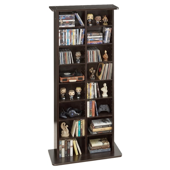 VEVOR Media Storage Cabinet, 8-Tier DVD Shelf Organizer, 22.01 x 8.74 x 50.98 in Multimedia Storage Organizer for CDs, DVDs, Books and Games, CD Shelf for Living Room, Home Office, Recording Room
