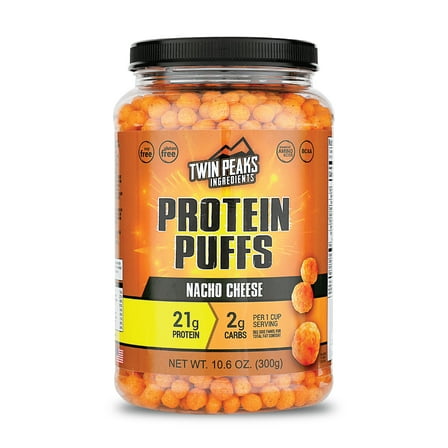 Twin Peaks Ingredients Protein Puffs, Low Carb Keto Friendly Protein Snacks, Nacho Cheese (10.6 Ounce)