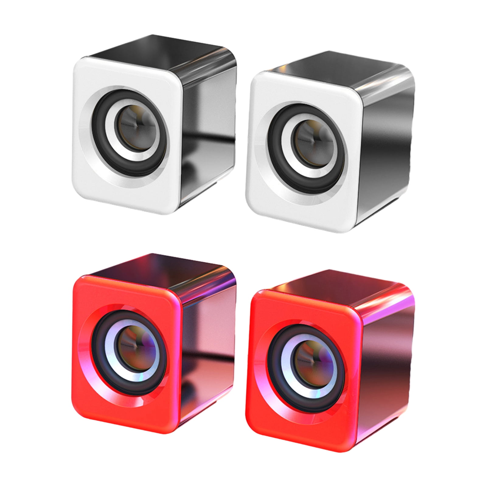 Pebbuoy 1 Pair Computer Speaker Subwoofer USB Bluetooth-compatible Wired Portable Mini Speaker No Delay Stereo Sound Loudspeaker for PC Computer Laptop Notebook