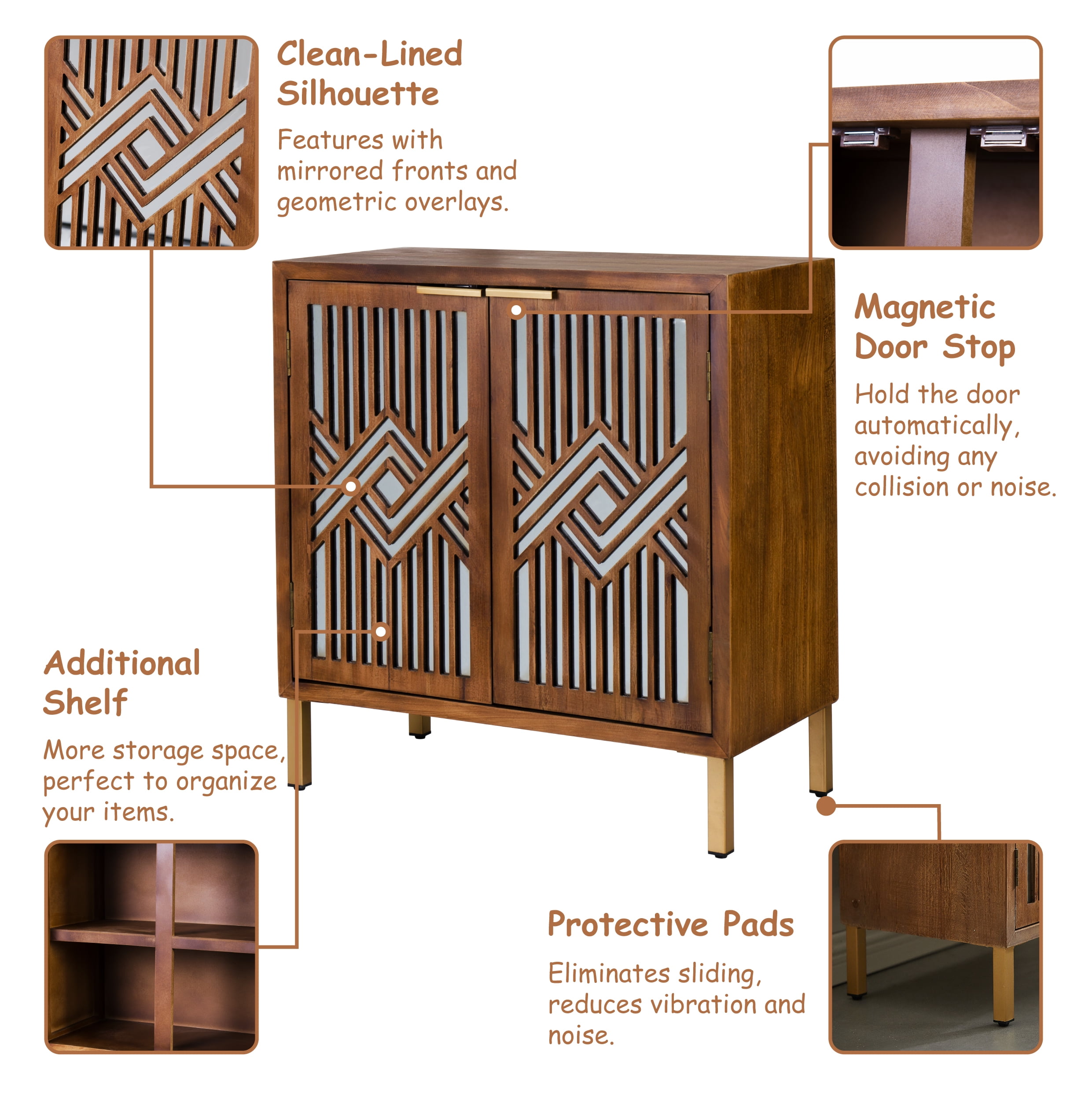 Lela 2 door mirrored accent cabinet deals