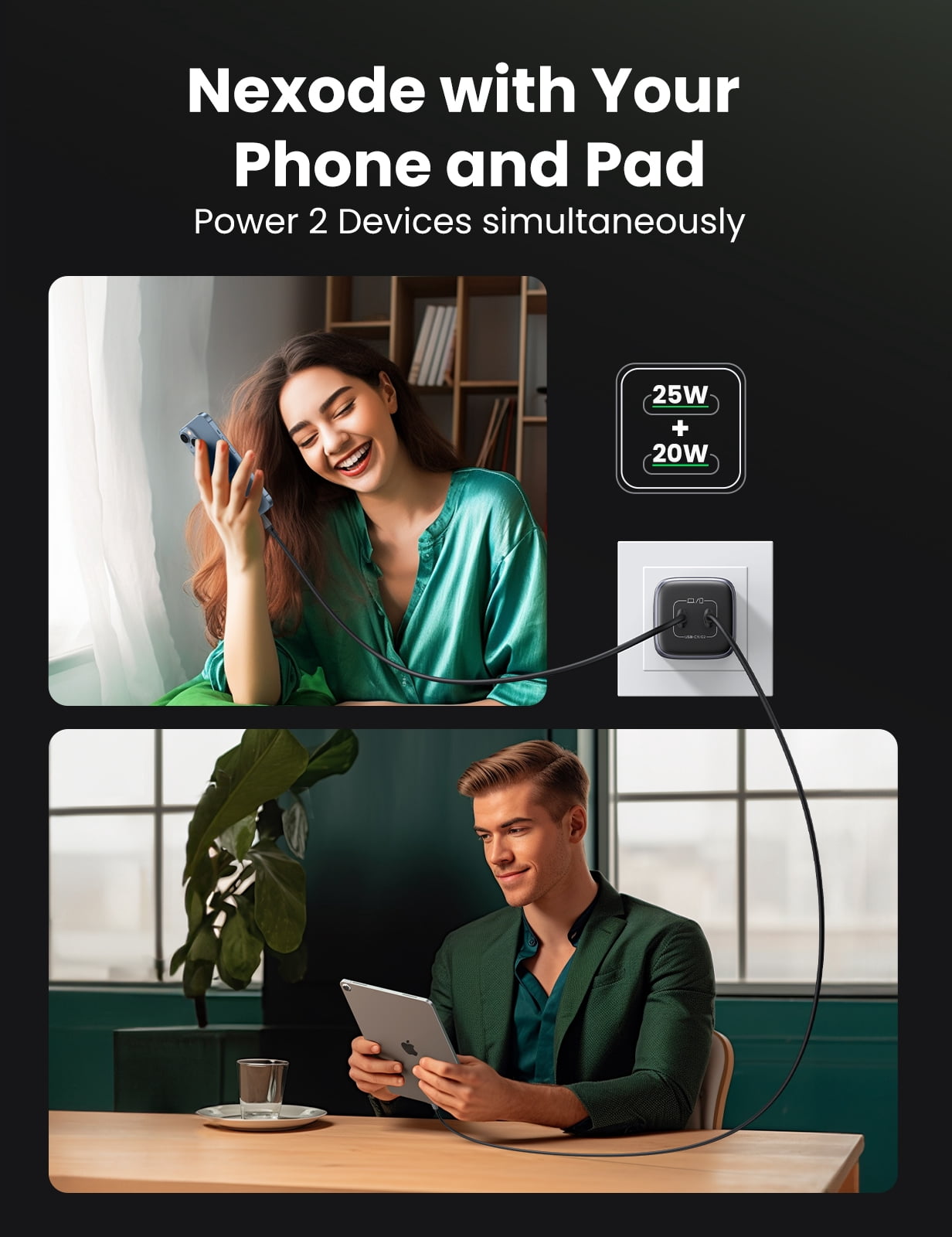 UGREEN Nexode 45W USB C Charger, Fast Charger Compatible for MacBook Air, Compatible for iPhone, Compatible for iPad  and more