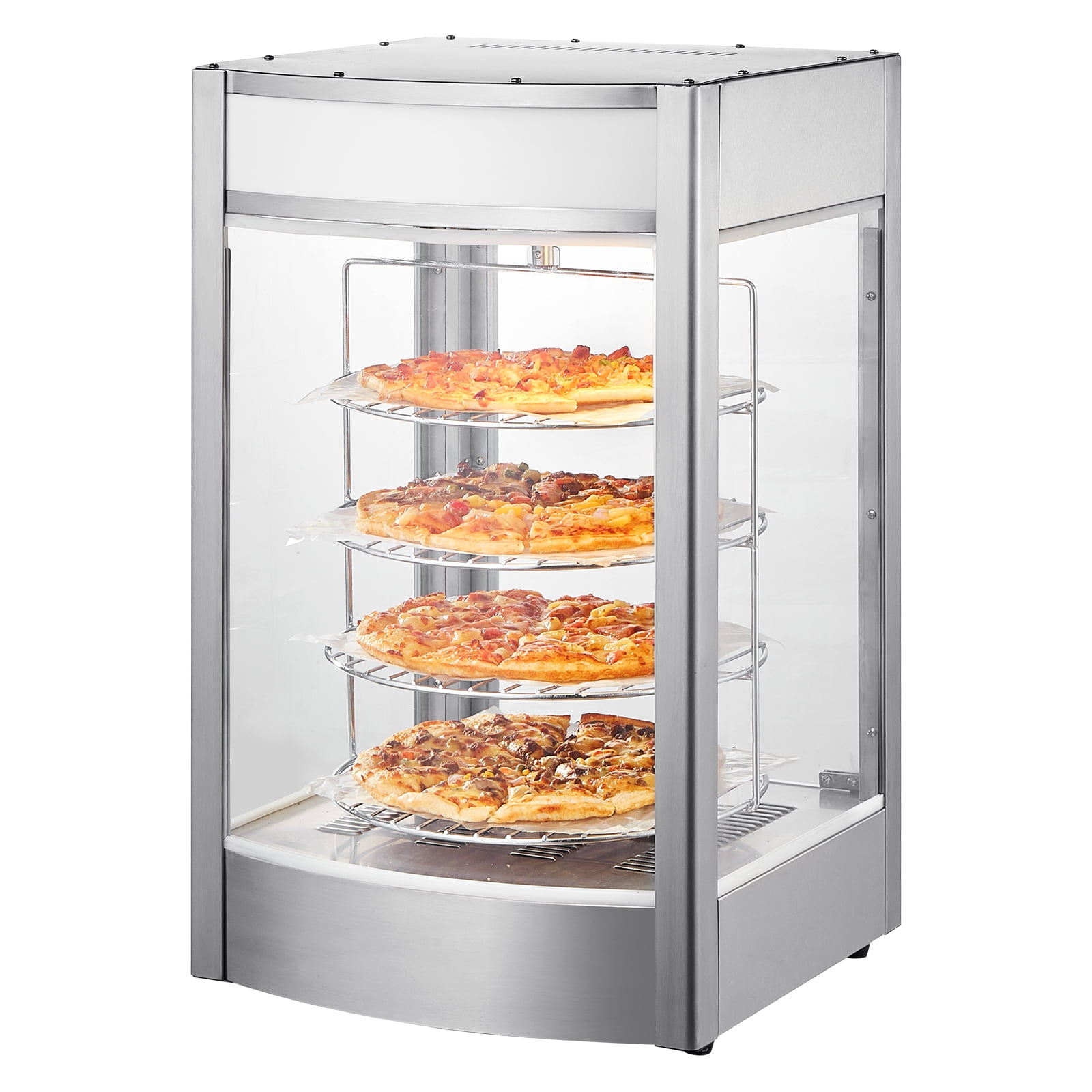 KFFKFF 4-Tier Pizza Display Warmer, Rotating Steam Heat, 86