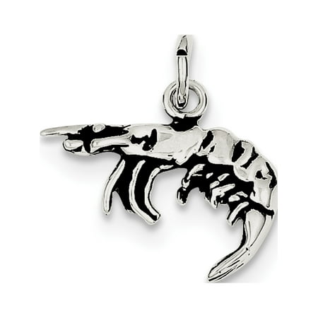 Shrimp Pendant - Leslies Fine Jewelry Designer 925 Sterling Silver Antiqued Shrimp (20x17mm) Pendant Gift