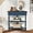 A-navy Blue-corner Table-33.86", variant on 33.86" Corner Table, Wood 3 Tier Triangle Side Table Corner Shelf Stand with Solid Wood Legs 1 Drawer & 2 Storage Shelves for Living Room Small Space (Light Espresso)