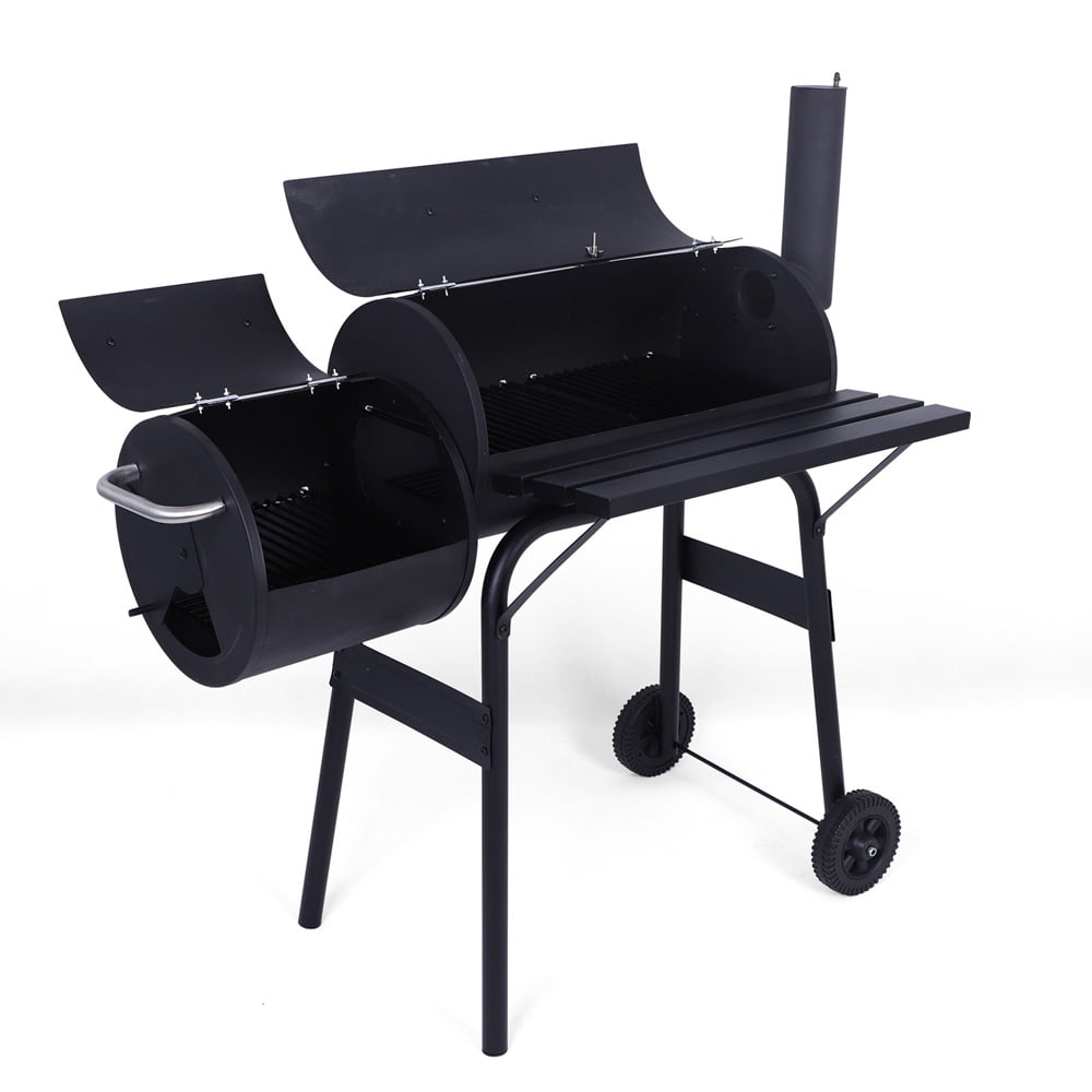 SESSLIFE Oil Drum Charcoal Grills, Outdoor bbq Grill with Offset Smoker