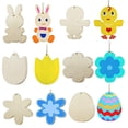 thumbnail image 5 of Milue Easter Unfinished Wood Chip Ornament Set with Lanyard Handmade Wooden Crafts for DIY Rabbit Egg Flower Hanging Pendant Color Drawing Ornaments, 5 of 19