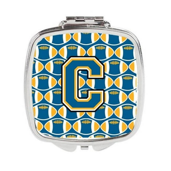 Letter C Football Blue & Gold Compact Mirror