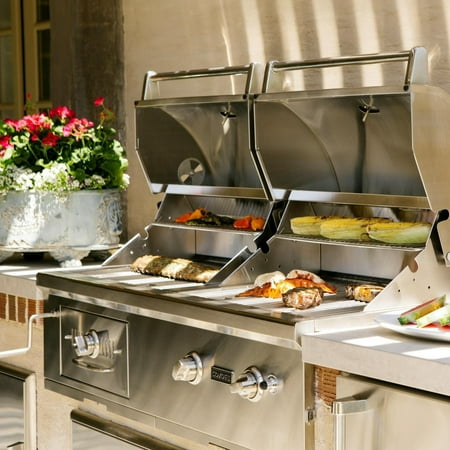 Coyote - 50" Natural Gas/Charcoal Hybrid Grill - Stainless Steel