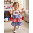 thumbnail image 4 of BemeyourBBs Toddler Baby Girl 4th of July Dress Little Baby Girl Patriot Independence Day Summer Dress Casual Red White Blue Plaid I Love USA Tiered Dress Beach Party Holiday Derss Clothes, 4 of 8