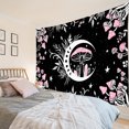thumbnail image 4 of HVEST Mushroom Tapestry Wall Hanging Pink Mushroom and Star Moon on Black Background Country Plant Wall Tapestry for Bedroom Aesthetic Vintage Tapestry for Living Room College Dorm Decor,80Wx60H inch, 4 of 10