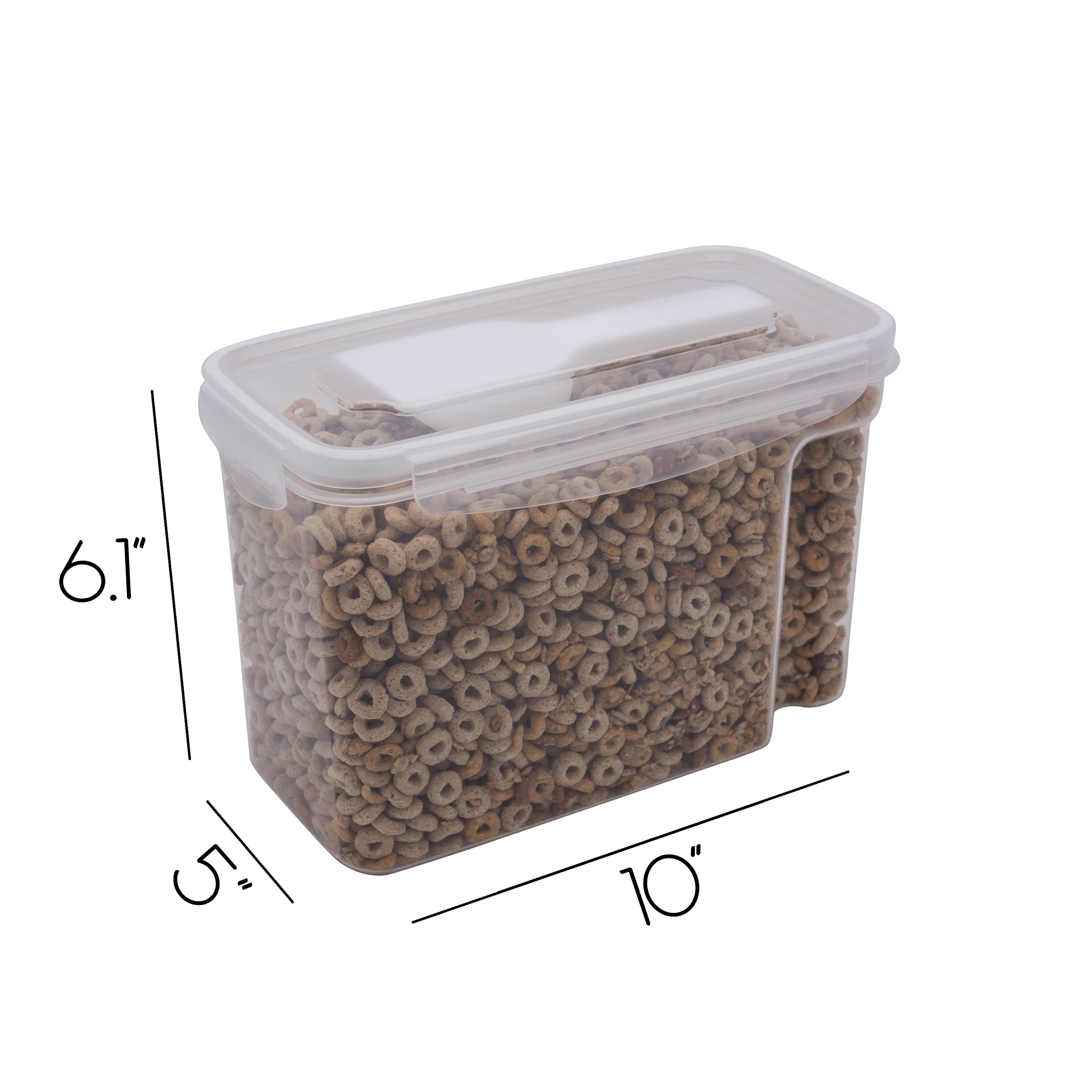 Kitchen Details 2 Pack Medium Size Plastic Airtight Cereal Container with Scooper