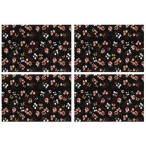 Pioneer Flower Floral Print Pattern Summer Placemats Table Placemats Set Of 4-Linen Kitchen Washable Placemats Table Mats 12x18 Inch Non-Slip Heat Resistant
