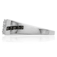 thumbnail image 3 of 925 Sterling Silver Black White Diamond Holy Cross Mens Ring Christian Religious Band, 3 of 8
