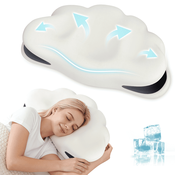 Wdmiya Neck Pillow, Breathable Cloud Pillow, Ergonomic Memory Foam Pillow for Sleeping, Stable Support for Cervical Neck, Dual Ear Relief Zone Contour Pillow, Pain Relief for Side Back Sleepers