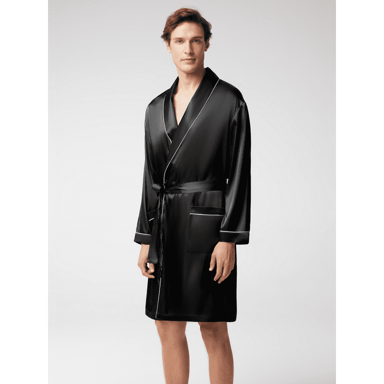 Knee length cheap silk robe