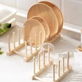 thumbnail image 3 of Yuarrent Soporte para tapa de olla de cocina, duradero, amarillo, madera de bambú, fácil de instalar y mantener, estante de secado de platos Cocina y Comedor 7rejillas, 3 of 6