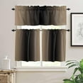thumbnail image 2 of Khaki Black Ombre Kitchen Curtains and Valances Set, Rod Pocket Curtains Tier Farmhouse Window Curtains 24 Inch Length, Vintage Gradient Abstract Aesthetics 3 Piece Kitchen Curtains Set, 2 of 6