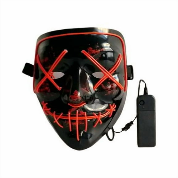 EL Wire Ghost Mask Slit Mouth Light Up Glowing LED Mask Halloween Cosplay Glowing