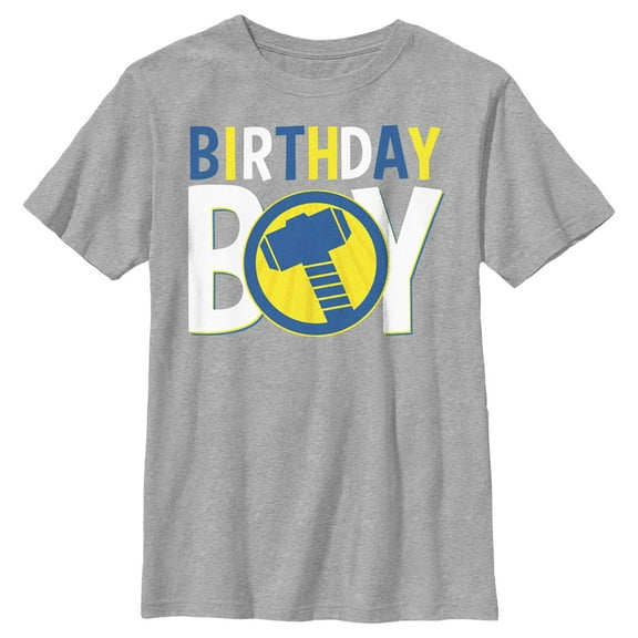 Boy's Marvel Birthday Boy Thor Hammer Graphic Tee Athletic Heather Medium