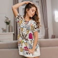 thumbnail image 3 of Balery Ice Cream Pattern Womens Short Sleeve Sleepshirt Scoopneck Cute Nightdress Comfy Nightgown Loungewear Dress, 3 of 6