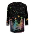thumbnail image 4 of Tops for Women Plus Size 3/4 Sleeve Christmas Tree Print Christmas Sparkling Colorful Round Neck Top Multicolor3 XXL, 4 of 5