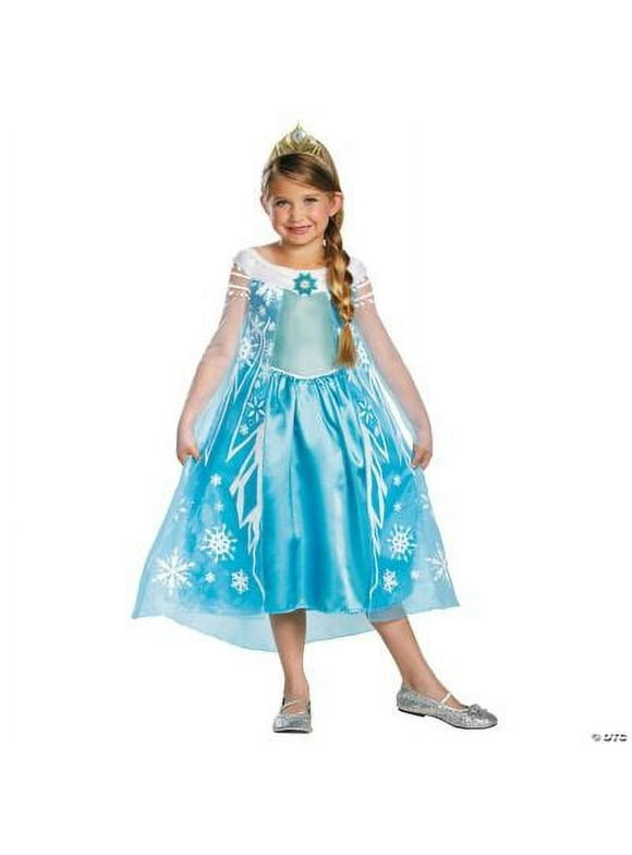Fun Express Deluxe Disneys Frozen Elsa Girl's Halloween Fancy-Dress Costume for Child, L