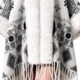 thumbnail image 3 of Poncho Shawl Wrap Winter Faux Fur Cape Cloak Coat with Faux Fur Trim Cardigan Women Casual Batwing Cape Tassel Shawl Winter Warm Shawl, 3 of 4