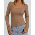 thumbnail image 3 of PRETTYGARDEN Womens Long Sleeve Tops Fall Clothes Scoop Neck Ribbed Knit Basic Tees Shirts Going Out Trendy Outfits, 3 of 7