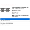 thumbnail image 2 of Front Brake Pad Set - Compatible with 1986 - 1993 Suzuki Samurai 1987 1988 1989 1990 1991 1992, 2 of 2