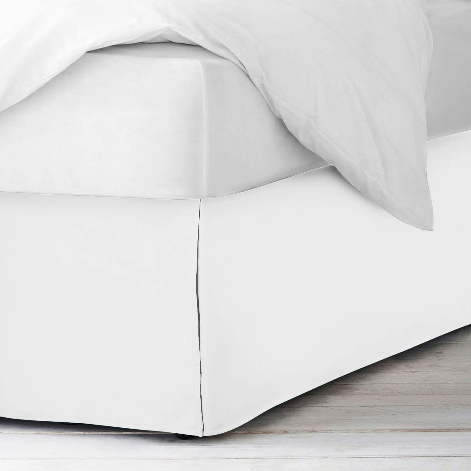 600 Thread Count Egyptian Cotton Split Corner Bed Skirt – 14-Inch Drop, Tailored Fit 1-PC Bed Skirt, Emperor, White