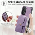 thumbnail image 5 of ELEHOLD Samsung Galaxy A04E Crossbody Wallet Case, Zipper PU Leather Phone Case with Card Holder Wrist Strap Purse Cover for Samsung Galaxy A04E,Purple, 5 of 7