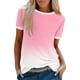 thumbnail image 1 of Blusas para las Mujeres Casual, Rayas Impresas Patchwork Manga Corta Cuello Redondo Top Hecho de 95% Poliéster 5% Spandex para el Verano, Tops Cortos para las Mujeres, 1 of 5