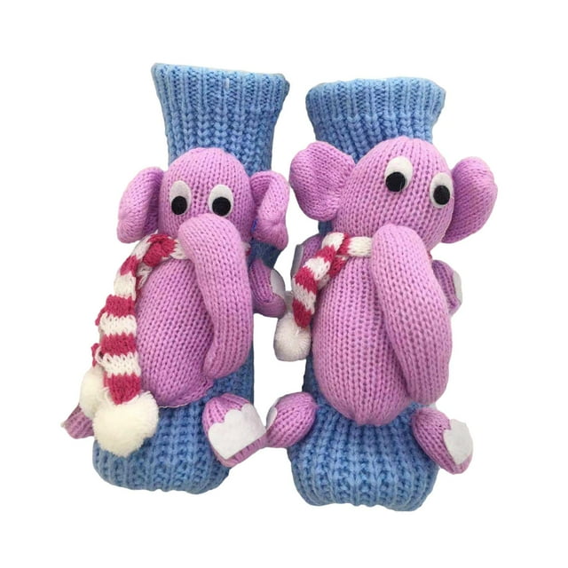 Calcetines de animales, regalos de , divertidos, gruesos y suaves, calcetines de tubo medio para el dormitorio y el hogar. Elefante azul claro