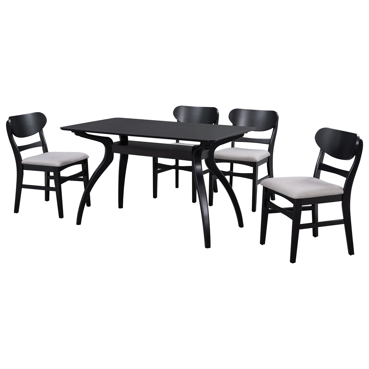 Kadyn 5-Piece Dining Table Set, Solid Wood Dining Set with MDF Board Tabletop and 4 Upholstered Chairs, Kitchen Table and Chairs Set for Dining Room, Espresso Kadyn 5-Piece Dining Table Set, Solid Wood Dining Set with MDF Board Tabletop and 4 Upholstered Chairs, Kitchen Table and Chairs Set for Dining Room, Espresso