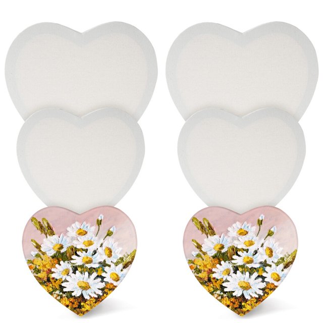 6 tableros de pintura de lienzo, paneles de dibujo de lienzo en blanco en forma de corazón, marcos de manualidades, tableros de lona estirados para pintura al óleo, pintura acrílica, acuarela, 3 tamañ