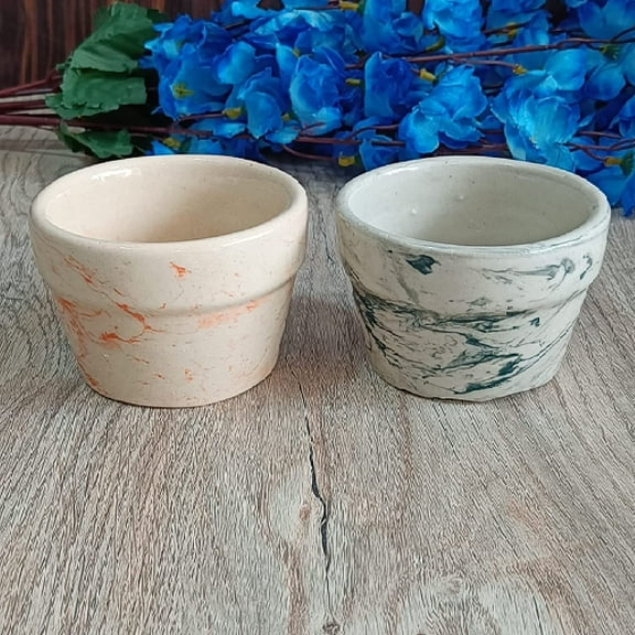 India Meets India Ceramic Planter [Cream], Small Modern Minimalistic Planter for Home Decoration/Living Room/Bedroom/Office/Table/Bookshelf, Set of 2, 3" INCHES