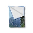 thumbnail image 2 of Nature Soft Flannel Fleece Throw Blanket, Lake Surrounded by Forest at Mountain Valley Austrian Rural Scenery, Cozy Plush for Indoor and Outdoor Use, 70" x 90", Pale Blue Hunter Green, by Ambesonne, 2 of 6
