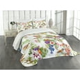 thumbnail image 3 of Ambesonne Floral Quilted Bedspread Set 3 Pcs, Exotic Spring Flowers, King Size, Multicolor, 3 of 5