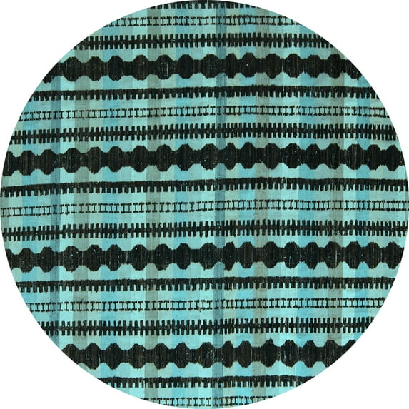 Ahgly Company Indoor Round Abstract Light Blue Modern Area Rugs, 5' Round