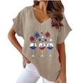 thumbnail image 2 of Plus Size Tops for Women Viikei Womens Tops Short Sleeve Casual,Tops for Women 2025,Women V-neck Print T-Shirts Fashion Comfortable Female Blouses Khaki S, 2 of 4