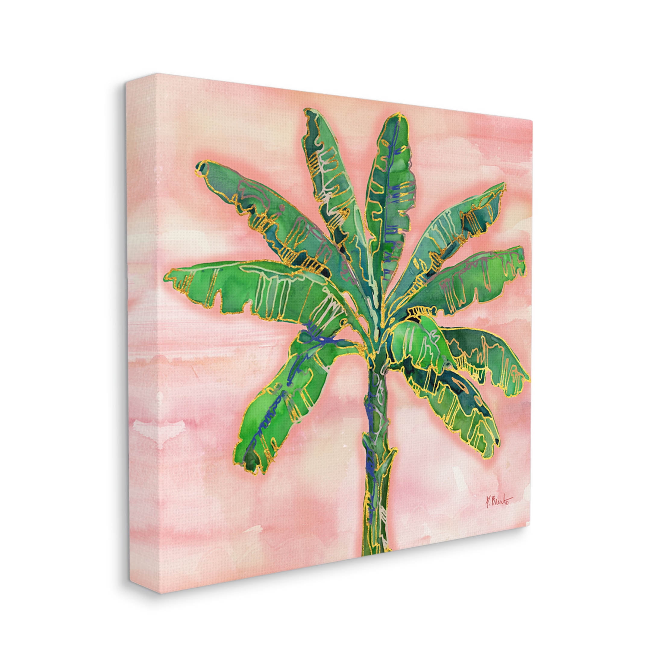 Tropical Nature Palm Sunrise Botanical & Floral Graphic Art Gallery Wrapped Canvas Print Wall Art