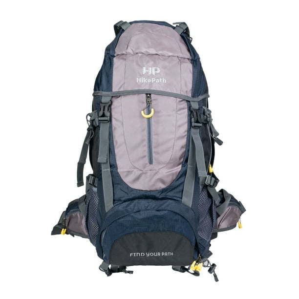 Mochila de Senderismo Morada 70L (65L+5L) con Funda Impermeable para Viaje y Campismo para Hombre y Mujer con Multiples Compartimentos