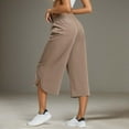 thumbnail image 6 of Capri Pants for Women 2025 High Elastic Waist Wide Leg Loose Flowy Palazzo Capris with Pockets Womens Cropped Pants, 6 of 7